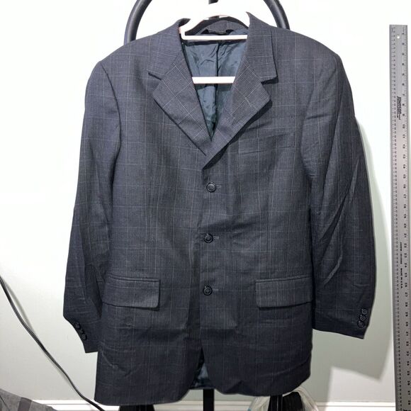 Jos. A. Bank‎ Gray Silk Wool Blazer 38R Plaid, Tailored Fit Sport Coat, Jacket - Picture 1 of 16